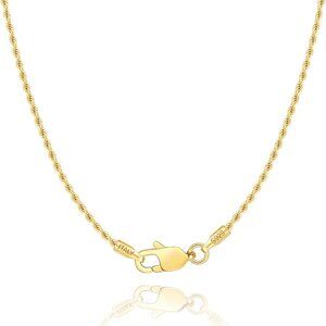 Solid 18K Gold Over 925 Sterling Silver Chain Necklace Rope Chain for Women Men